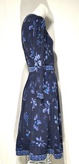 AVERARDO BESSI maxi dress vintage 1970s Blue Tones silk Floral print gown 12