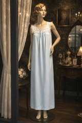 Vintage 1940s Barbizon Blue Nylon Lace Trim Nightgown | Romantic Boudoir