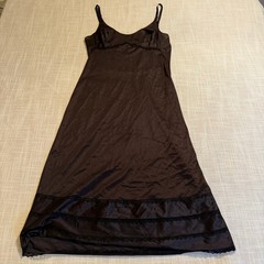 Vintage Gilead Black Lace Trim Full Slip Dress Size 32 Made in USA 1045