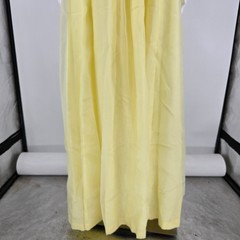 Vintage 1970s Pale Yellow Empire Waist Flutter Sleeve Maxi Dress (Size 6/S)