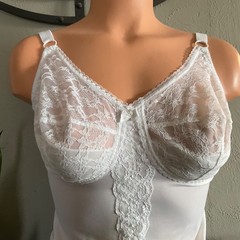 Vintage All in One Girdle ShapeWear White Stretch Bodysuit Wire Free Girdle 38C