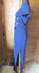 Vietnamese Cheongsam Midnight Blue Velvet Dress Polyester Glitter Special Occa