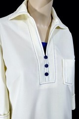 Vintage 70s Shallow Tail Sporty Retro Mod Dog Ear Dickie Top Blouse