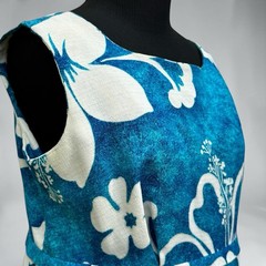 Vintage Karen Ann Hawaii Honeymoon Set His Hers Matching Dress Shirt Blue Floral