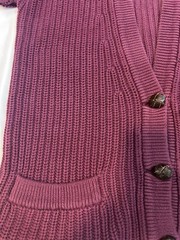 Nordstrom Point of View Maroon Cotton Chunky Knit VNeck Cardigan Vintage XS