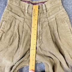 Vintage Bonjour Corduroy Pants Womens 3/4 Tan Khaki High Waisted Pleated Tapered