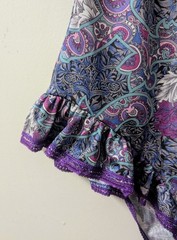 Vintage 80’s Bonjour Teddy Bodysuit Purple Floral High Cut Ruffle Lace 7 M/L