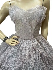 Vtg 50s Sz S 34 B 25 W Lavender Blue Prom Gown Dress Cupcake Strapless
