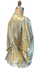 Gold Lame’ Light Jacket S/M Puffed Sleeve Gathered waist Christine Albers Vtg