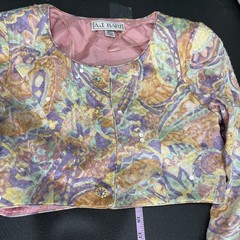 Vintage A.J. Bari Jacket Womens 8 Multicolor Silk Paisley Sequin Cropped Jeweled