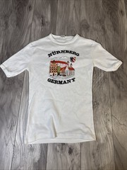 VTG 70’s 80’s Women’s T-shirt, White, Nurnberg Germany Graphic Ringer T, XL