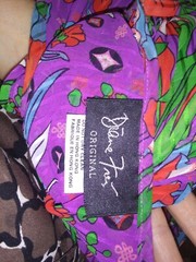 Vintage 80’s Purple Red Green Blue Silky Poly Designer Dress Diane Freis L