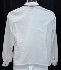 VTG Judy Bond Women Size 14 Button Up Long Sleeve Embroidered Collar Top White