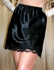 Vtg Farr West Style Black Satin Half Slip Lady 2X