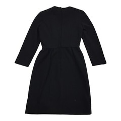 Vintage 1960s Sue Brett Knits Fit & Flare Dress S Solid Black Classic Union Made