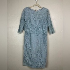 Vtg 50s/60s Carol Brent Blue Lace Dress Length 41.5 MEDIUM