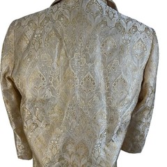 Vintage 80s 90s Champagne Gold Paisley Brocade Satin Frog Button Blazer Jacket