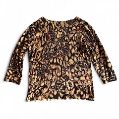 2000s Vintage Tuscan Avant Garde Beaded Top Jones New York L