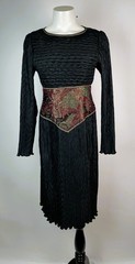 Vintage 80s Nuit Pleated Black Long Sleeve Cocktail dress 6 MADE IN USA