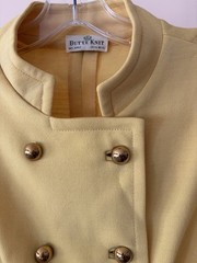Vtg. 60’s Butte Knit Butter Yellow Wool Double Knit Coat Dress M/L Gold Buttons