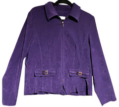 VTG Dressbarn Plum Purple Zip Front Spring Jacket Blazer Medium Office Wear