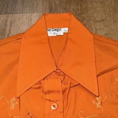 NOS Vtg Urban Cowgirl Rose Shirt Womens Western Rockabilly 70s Burnt Orange 7 8