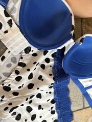 VINTAGE Y2K Fashion Bug COW And Lace Hipster Sz 7 Panty & 36B Bra Set NWT