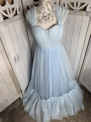 Vintage Baby Blue Tulle Prom Dress Cupcake Party Layered Full Whimsy XS Size 4