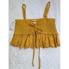 NWT Aritzia Wilfred La Boheme Dareau Camisole Crop Top Size Small Cairo Gold