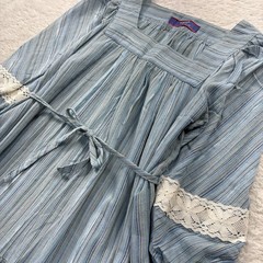 WACOAL JAPAN Vintage Night Dress Nightgown Maxi Length Lace blue nightie