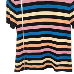 Vintage City Silk Striped Multicolor Silk Knit Blouse Retro 90s Style – Size M
