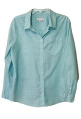 Liz Claiborne Women’s Shirt Aqua With White Polka Dots Size XL
