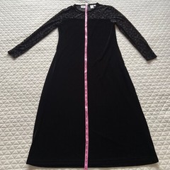 Vintage 90s Midi Dress Jacqueline Ferrar Sz 10 Black Velvet Burnout Fairy Grunge