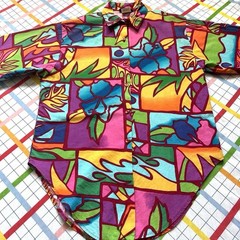 Vintage Vicky Barr 90s Hawaiian Shirt Women Medium Bright Abstract Floral Print