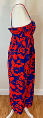 Vtg 60s Holiday Shops Nalii Blue Coral Floral Convertible Straps Hawaiian