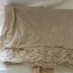 Deena Silky Long Vintage Slip 36 Beige Floral Lace Trim Lingerie Sleepwear