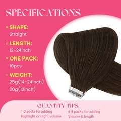 Ve Sunny Human Hair Tape in Extensions 24inch Tape Extensions Human Hair Chocola
