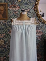 Vintage 1940s Barbizon Blue Nylon Lace Trim Nightgown | Romantic Boudoir