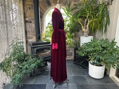 Vintage Jonquil Diane Samandi Bordeaux Stretch Velvet & Satin Robe Neiman Marcus