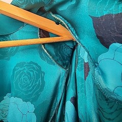 Vintage 80’s Silk Studio 100% Silk Dress Teal Blue & Black Size 8