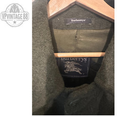 Vintage Burberry Prorsum Dark Green Wool Winter Women’s Belted Trench Coat