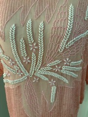 Vintage 80s Hand Beaded 100% Silk Top Pastel Pink Sequin. NWT!M Deadstock. India