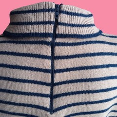 Medium Vintage 1960’s Mock Neck Sweater Top Mod Striped Back Zipper Shirt