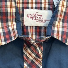 Vtg 80s Kenny Rogers by Karman Western Shirt Snap Button Red, White, & Blue USA