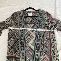Vintage Womens Size 8 Lady Carol Petites 3/4 Sleeve Duster Cardigan Patterned