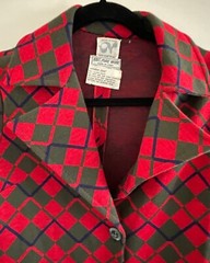 VINTAGE MADE IN ITALY, NEUSTETERS RED GREEN BLUE WOOL BLAZER, WOMEN’S 35″ CHEST