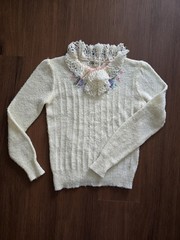 Vintage 70s Ricki Sweater Fairycore Cottagecore Womens Small Medium Lace Collar