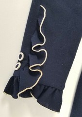Women Nancy Greer Navy Blue Vintage Collar White Trim Long Sleeve Dress Medium