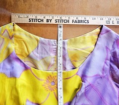 Vintage 60s Burke-Amey Floral Print Silk Chiffon Dress SM Yellow Purple COUTURE