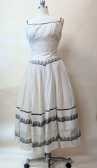 Vintage 50s New Look Flocked Party Dress Polka Dot Cupcake Tulle Prom Wedding